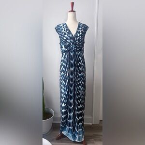 Chico's Blue and White Patterned Maxi Dress